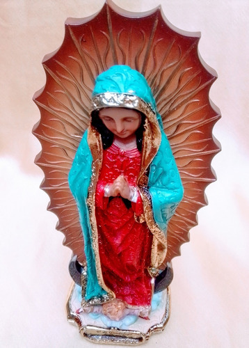 Virgen Guadalupe En Poliresina, Hojillado, D'angelo, 20 Cm.