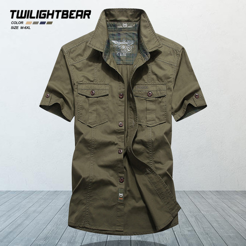 Camisas De Algodón Para Hombre De Manga Corta, Sobrecamisa D