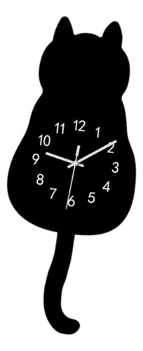 Cartoon Cat Wall Hanging Clock 175x435cm Decoración Negro