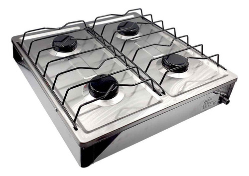 Parrilla Estufa Inoxidable De Gas Sobreponer 4 Quemadores Color 52053