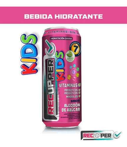 Bebida Hidratante Algodón De Azúcar 473ml Recupper Kids