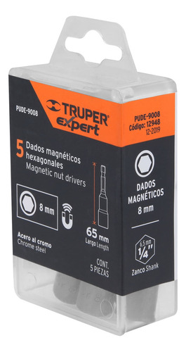 Juego Dados Magnéticos, 8 Mm, 5 Piezas, Truper Expert