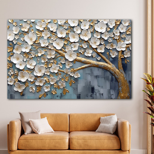 Cuadro Arbol Flores Canvas Artistico Sala Elegante 130x90 A2