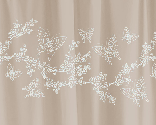 Cortina De Baño Lori Plastick Ducha Shower Curtain Beige Mariposas