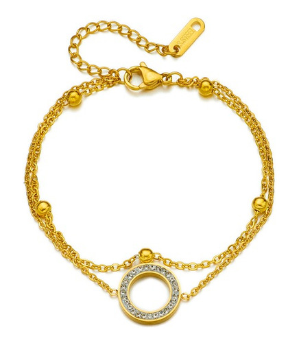 Pulsera Acero Quirúrgico Enchapado En Oro 18k