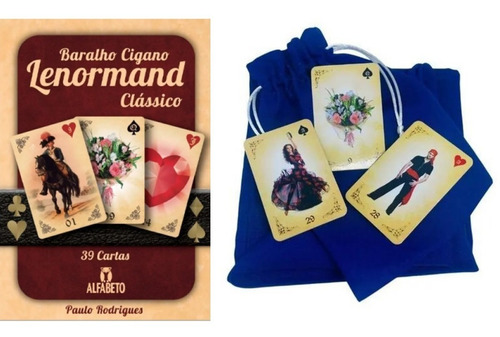 Imagem 1 de 4 de Kit Baralho Cingano Lenormand + Toalha + Saquinho