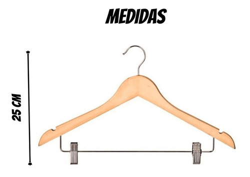 Kit 10 Cabides Luxo Madeira Marfim C/ Prendedor P/ Closet