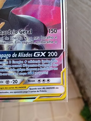 Carta Pokémon Pikachu e Zekrom GX Original Copag Brasil