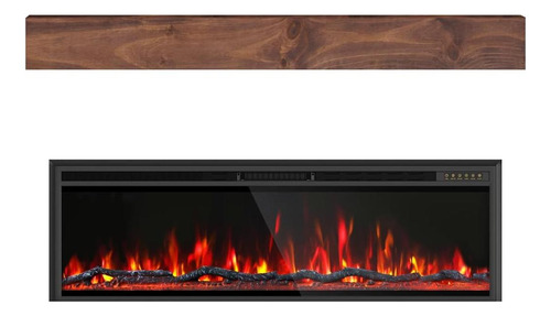 Chimenea Eléctrica Eshoma 60 Cm Con Repisa 182 Cm Marrón