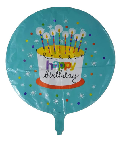 Globo Metalico 18 Happy Birthday Pastel. Incluye 2 Piezas.