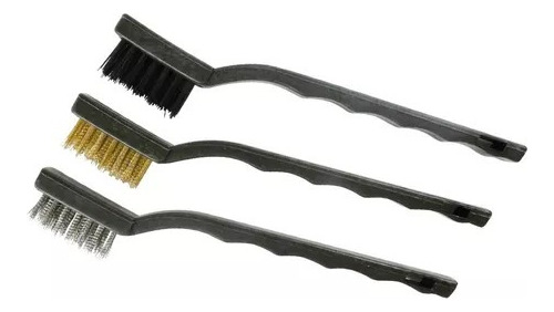 Cepillos Surtidos Multiuso Acero X 3 Pcs Con Mango Grande 9