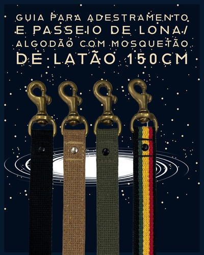 Guia Para Adestramento Passeio Lona Com 150cm Latão Petspace