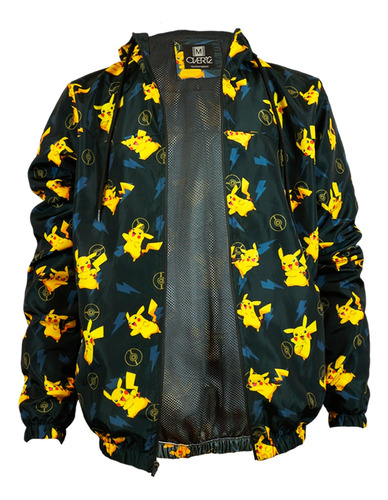 Chamarra Rompevientos Para Hombre Con Gorro Pikachu