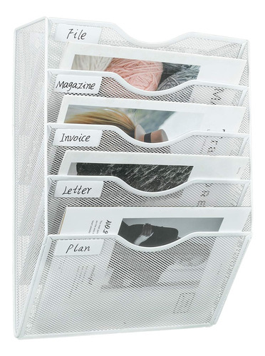 Soporte De Pared Colgante Para Archivos 5 Niveles Blanco