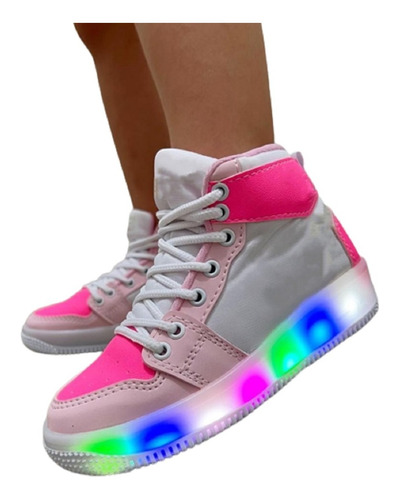 Tenis Bota Deportiva Corte Alto De Luces Para Niña