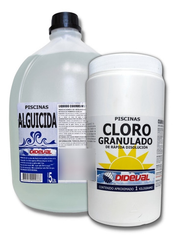 Kit Piscina Alguicida 5ltr Cloro Granulado 1kg 