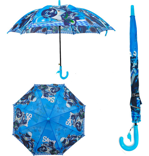 Guarda-chuva Automático Infantil Meninos Piratas Carro Motos Cor Motos Azul Bb