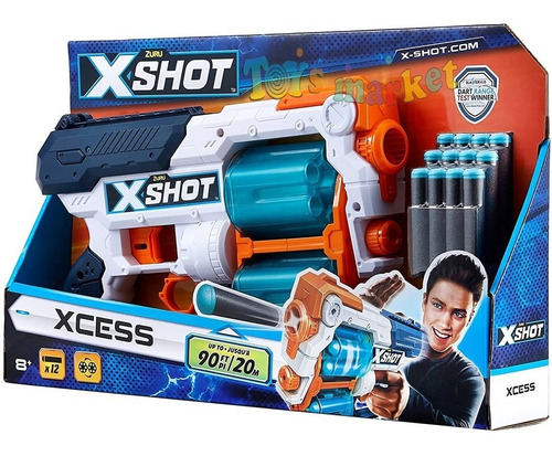 Imagen 2 de 8 de Pistola Doble Xcess Lanza Dardos Y Discos A 24m Arma X-shot