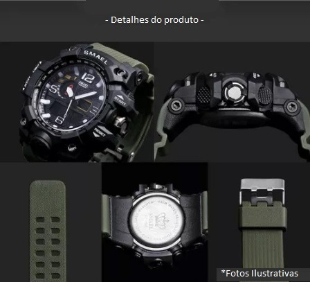 Relógio Masculino Militar Shock Esportivo Digital Smael 1545