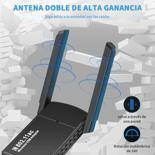 Antena Wifi Receptor Wifi Con Banda Dual Usb 3.0 De 1300mbps