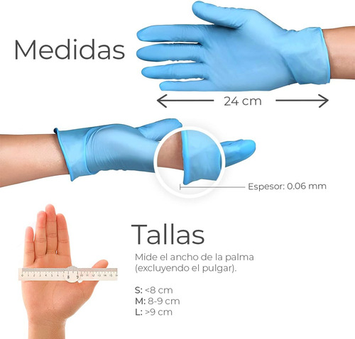 Guante De Nitrilo Sin Polvo Vinil Libre De Latex Azul 1000pz
