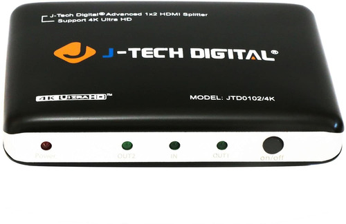 Splitter J-tech Digital De Audio Y Video, 2 Puertos Hdmi/4k