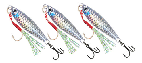 - 3x Señuelos De Pesca Cebos De Pesca Equipo De Pesca Plata