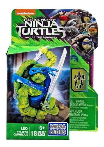 Figura Mega Blocks De Leo De Tortugas Ninja 2: Fuera De Las