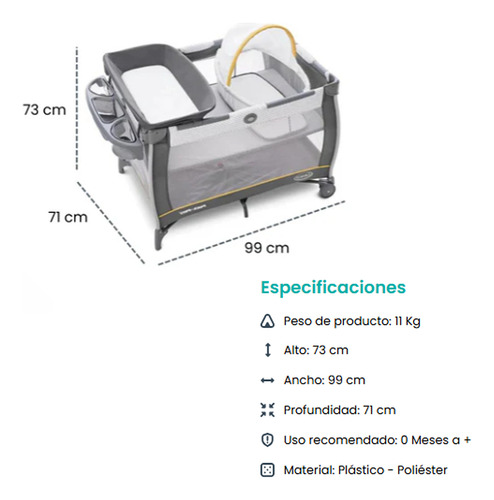 Cuna Pack And Play Care Suite Bassinet Playard Wells Graco