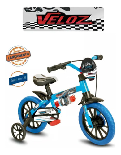 Bicicleta Infantil Nathor Veloz Aro 12 Menino Cor Azul