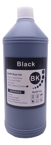 Tinta Dye Premiun Para Cartucho Hp Botella 1 Litro Negro 
