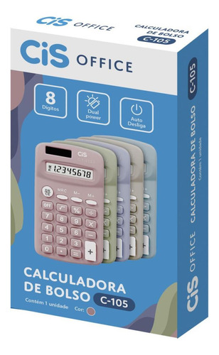 Calculadora Eletrônica De Bolso 8 Dígitos C-105 - Cis Rosa