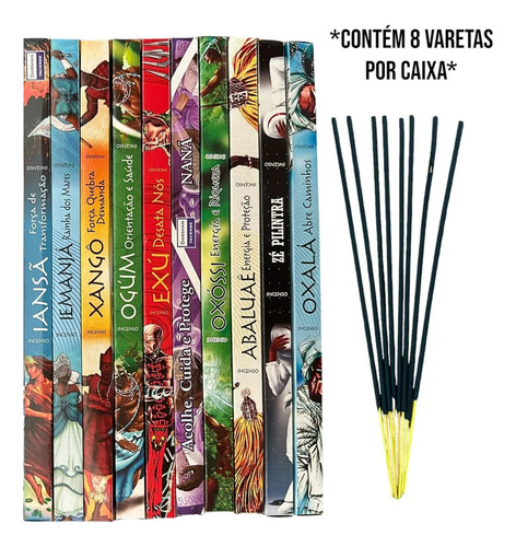 Kit Incenso Darshan Orixás Umbanda 10 Caixas (80 Varetas)