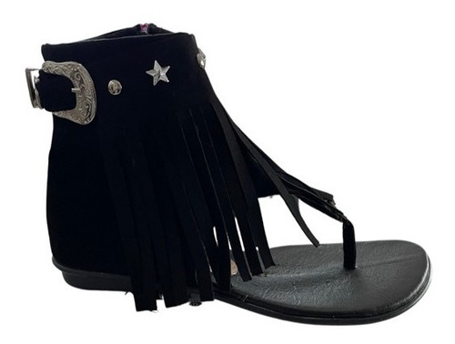Imagen 1 de 4 de Sandalia Boho Chic Maharba Wild Black Sandal Hecha En México