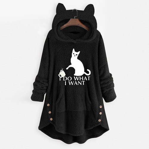 Imagen 4 de 6 de Sudadera De Mujer Con Bordado De Lana Oreja De Gato Talla Gr