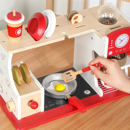 Cafetera Para Niños,juguetes De Madera Para Rojo