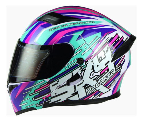 Casco Abatible Para Moto Edge Boss Skybreaker Certificadodot Color Morado Tamaño del casco L