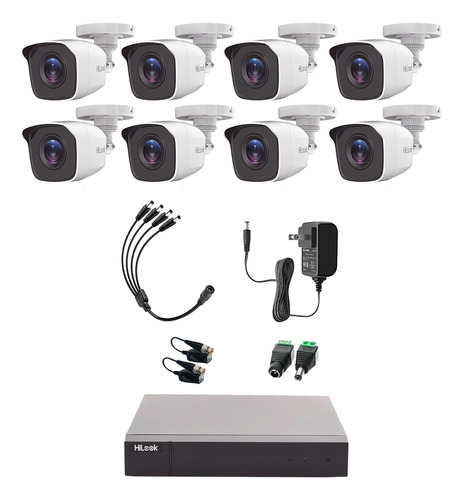 Hilook Kit de Camaras de Seguridad Video Vigilancia Modelo Kit8BP-Plus-SC 8 Cámaras CCTV Bala 1MP 720p Vision Nocturna Compatible con APP Hik-Connect