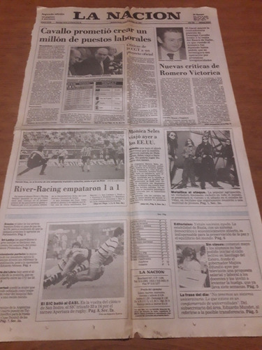 Tapa Diario La Nación 03 05 1993 Metálica Sic River Racing 