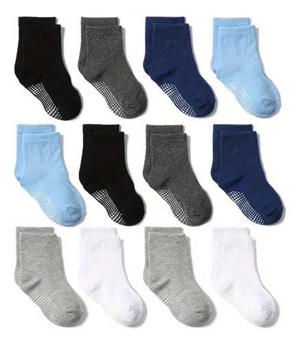 6 Pares De Calcetas Para Niños Antiderrapantes Multicolor
