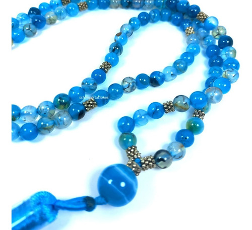 Imagen 3 de 5 de Japa Mala, Piedra Natural De Amazonita Natural Azul