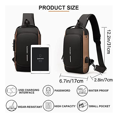 Bolsa Deportiva Antirrobo For Hombre Con Carga Usb