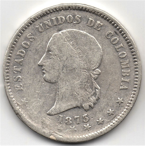 50 Centavos 1873 Bogotá Plata