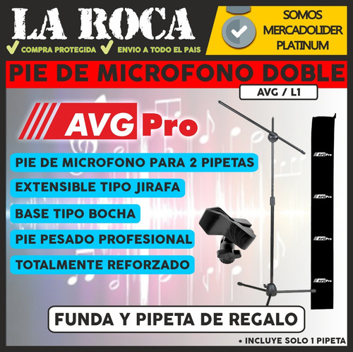 Imagen 5 de 10 de Combo Microfono Profesional Pie De Microfono Con Funda