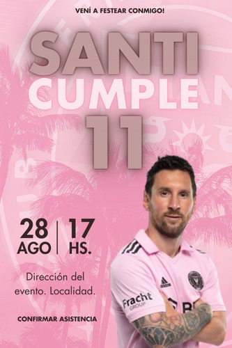 Invitación Digital Tarjeta Fútbol Messi Para Whatsapp