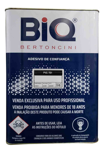 Cola Para Vinil Borracha Flexível  Biq 701 Pvc 15kg Premium