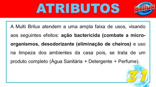 Alvejante Perfumado Com Detergente Brilux Multi 3 Em 1 - 2 L