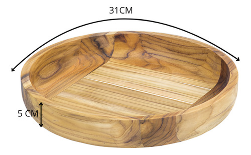 Bandeja Cocina Redonda De Madera Premium 31 Cm