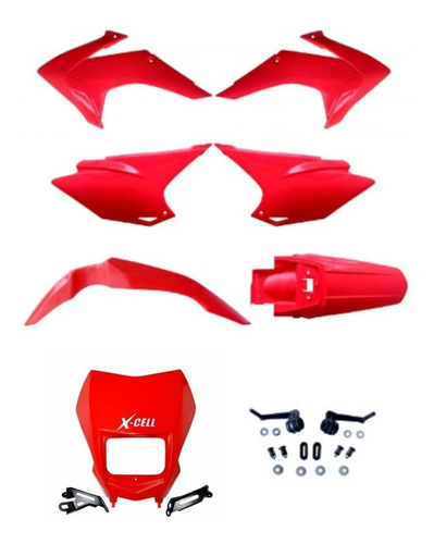 Kit Plástico Crf230 2015 Avtec Vermelho + Carenagem Farol 