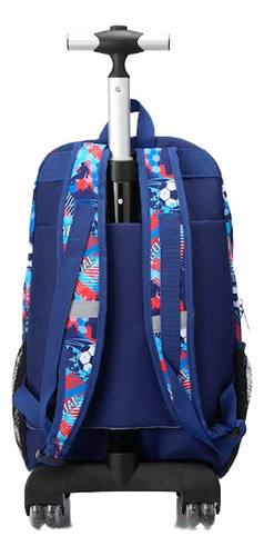 Set Mochila Escolar Carrito Con Lonchera Y Lapicera Azul Diseño de la tela Estampado